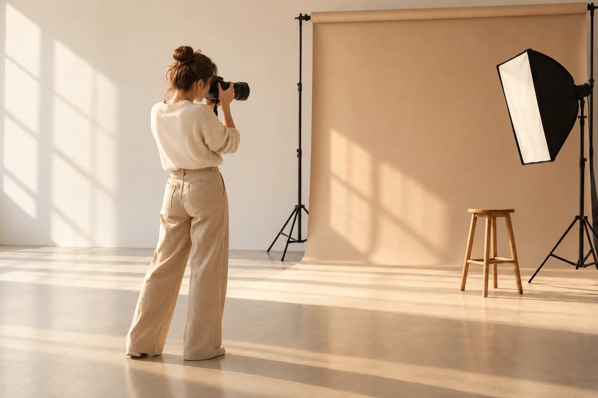 Fotografka przy pracy we własnym studiu